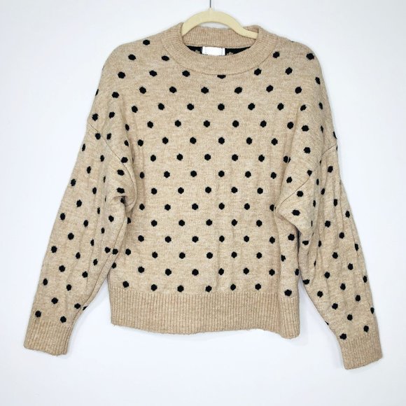 H&M Cream and Black Polka Dot Sweater Sz‎ M - Picture 3 of 9